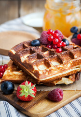 Belgian waffles with fresh berries