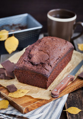 Homemade chocolate banana loaf cake