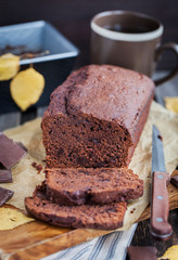 Homemade chocolate banana loaf cake