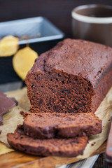 Homemade chocolate banana loaf cake