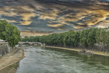 The Tiber river in Rome