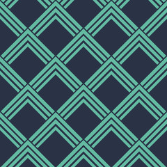 Seamless neon blue vintage art deco pointing squares pattern vector