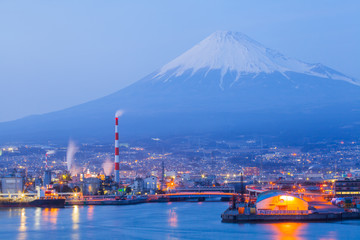 Japan industrial zone  and Mountain fuji at Shizuoka prefecture