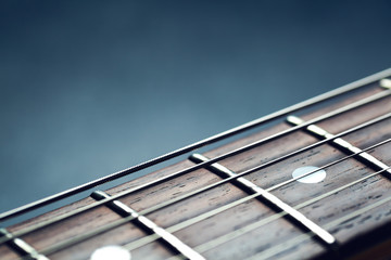 Fototapeta na wymiar Guitar neck closeup