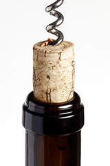 Wine bottle with corkscrew