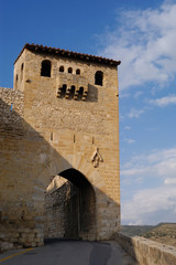 medieval door in Morella, Castellon province, Spain