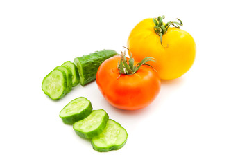 cucumber and two tomatoes