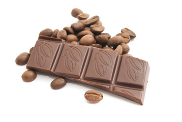 dark chocolate and coffee beans