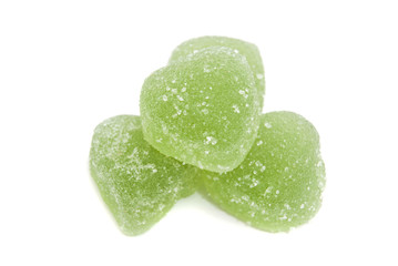 four green fruit candies