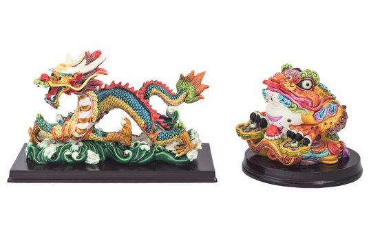 Figures of the Chinese dragon and a toad