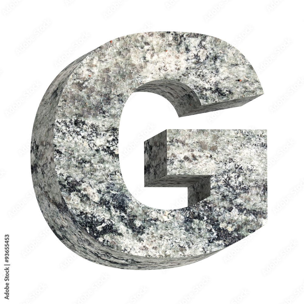 Fototapete one letter from granite alphabet set isolated over white. computer generated 3d photo rendering.
