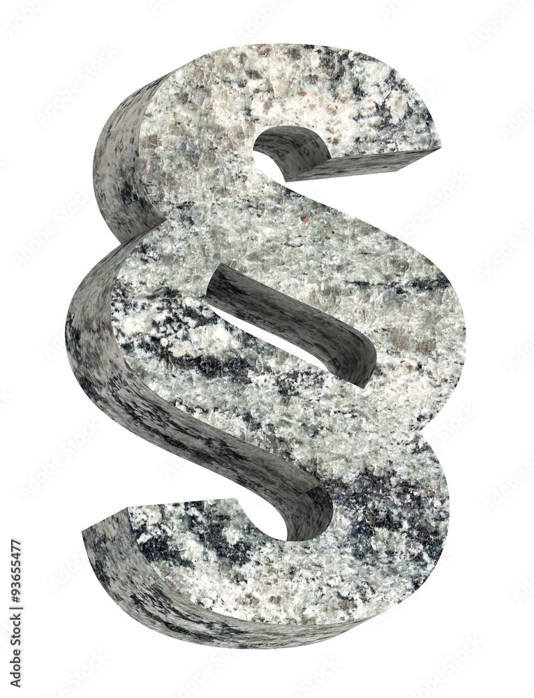 Fototapete paragraph sign from granite alphabet set isolated over white. computer generated 3d photo rendering.