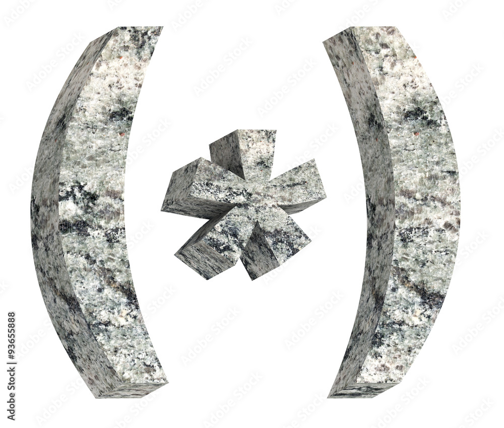 Fototapete Parenthesis from granite alphabet set isolated over white. Computer generated 3D photo rendering.