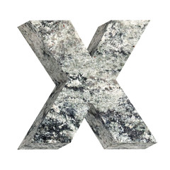 One letter from granite alphabet set isolated over white. Computer generated 3D photo rendering.