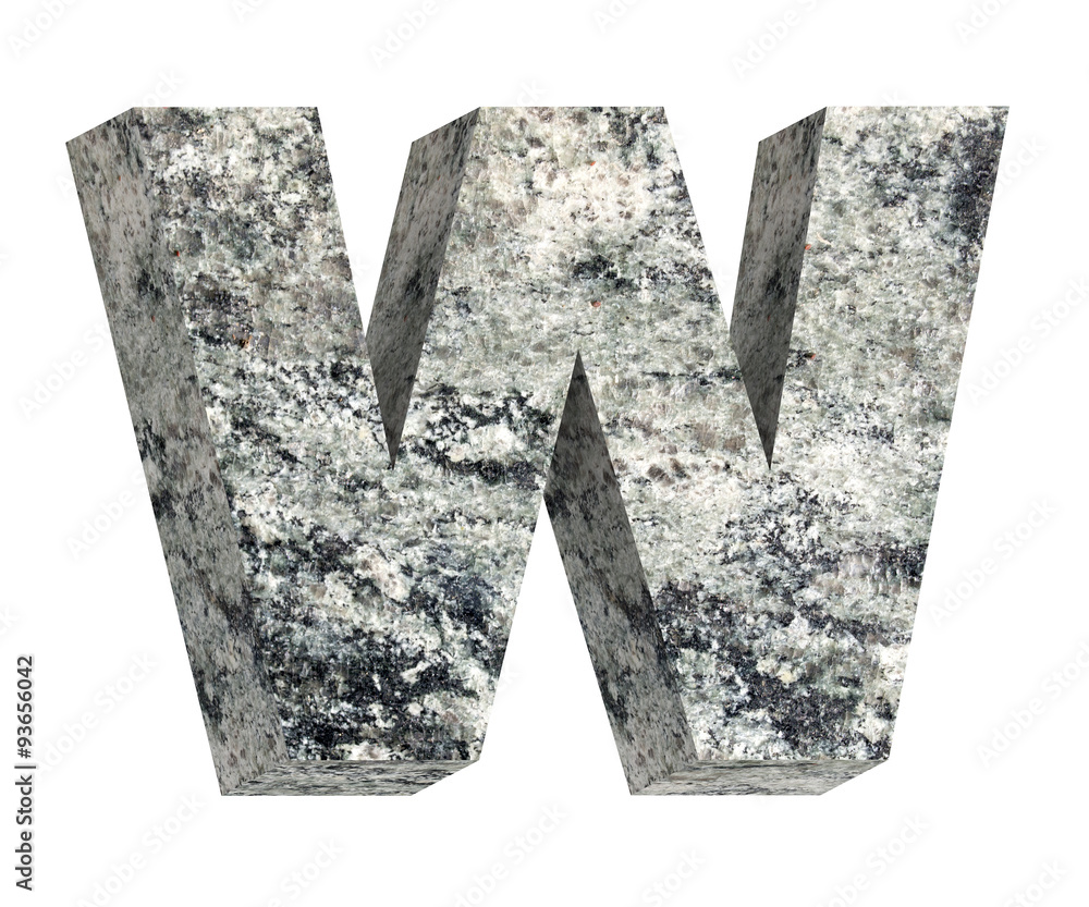 Fototapete one letter from granite alphabet set isolated over white. computer generated 3d photo rendering.