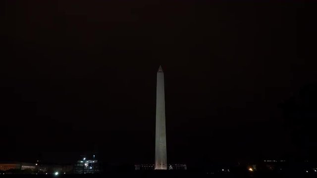 Washington Monument DC lightning storm above Capitol 4K