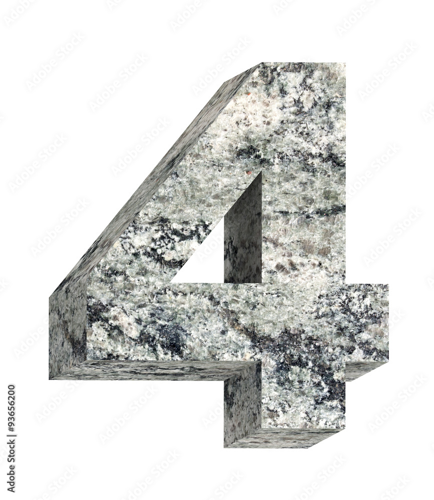 Fototapete Number from granite alphabet set isolated over white. Computer generated 3D photo rendering.