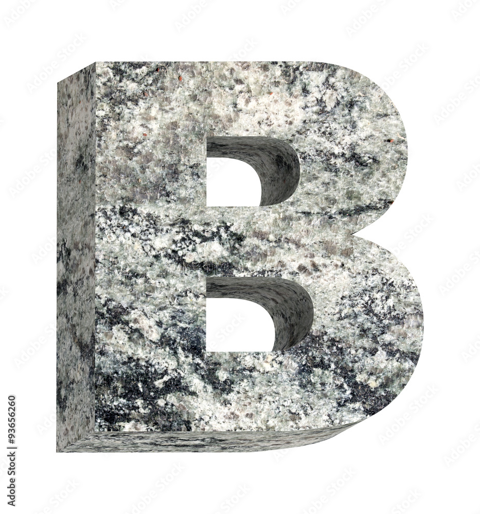 Fototapete one letter from granite alphabet set isolated over white. computer generated 3d photo rendering.