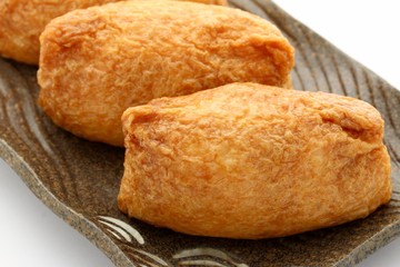 Sushi In Fried Tofu On White Background