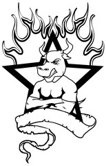 bull mascot muscle crest shield tattoo in vector format