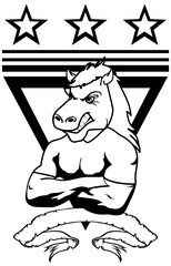 horse mascot muscle crest shield tattoo in vector format