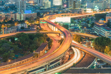 Fototapeta na wymiar Elevated expressway. The curve of suspension bridge, Thailand.