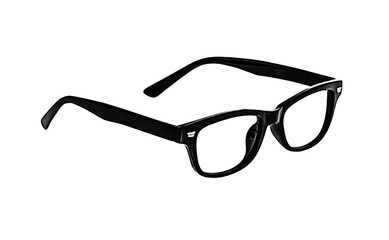 Black Glasses on white background, no glass