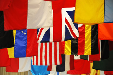 hanging international flags