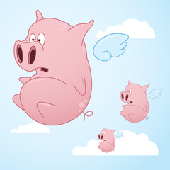 Flying Cartoon Pigs