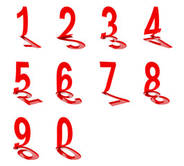 Numbers on white background, 3d render