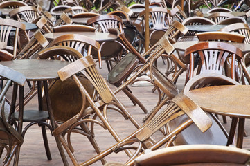 Tables and chairs in the restaurant