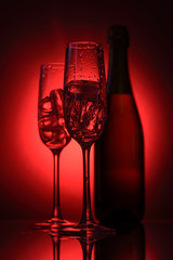 champagne glasses and bottle

