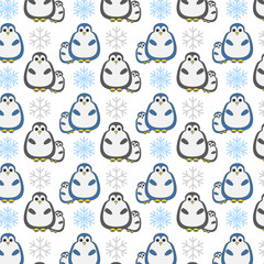 Fototapeta premium seamless penguin and snowflake pattern