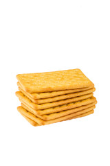 Cheese biscuits over white background