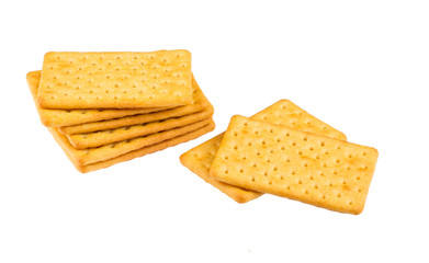 Cheese biscuits over white background