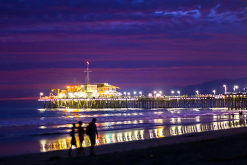 Night View at the Snata Monica Pier in August