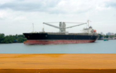 Fototapeta premium Table Top And Blur boat