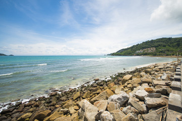 Fototapeta na wymiar coastline with an old stone