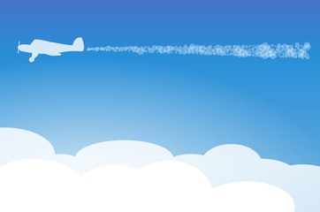 Naklejka premium plane and clouds