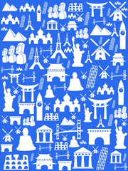 Seamless travel monuments famous places background