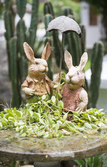 rabbit sculpture in the garden