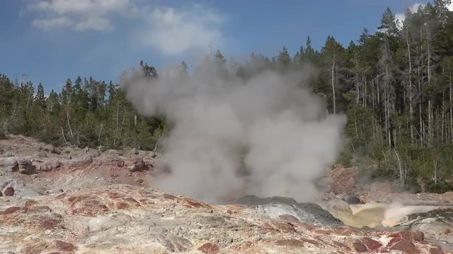 Steamboat Geyser close view eruption Yellowstone Park 4K