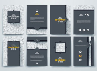 Vector brochures with doodles backgrounds on education theme