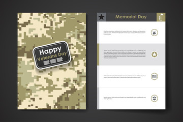 Set of brochure, poster design templates in veterans day style