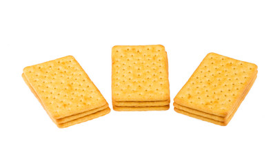 Cheese biscuits on white background