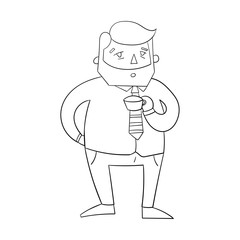 Coffee guy boss black and white vector 