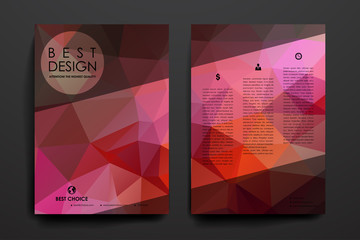 Set of brochure, poster design templates in polygonal style