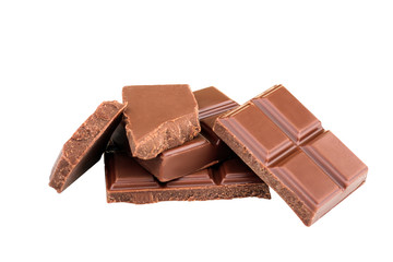 gentle milk chocolate on a white isolated background