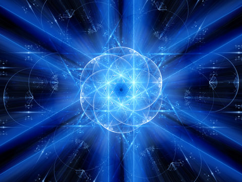 Blue glowing winter fractal