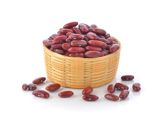 red beans in the basket isolated on white background